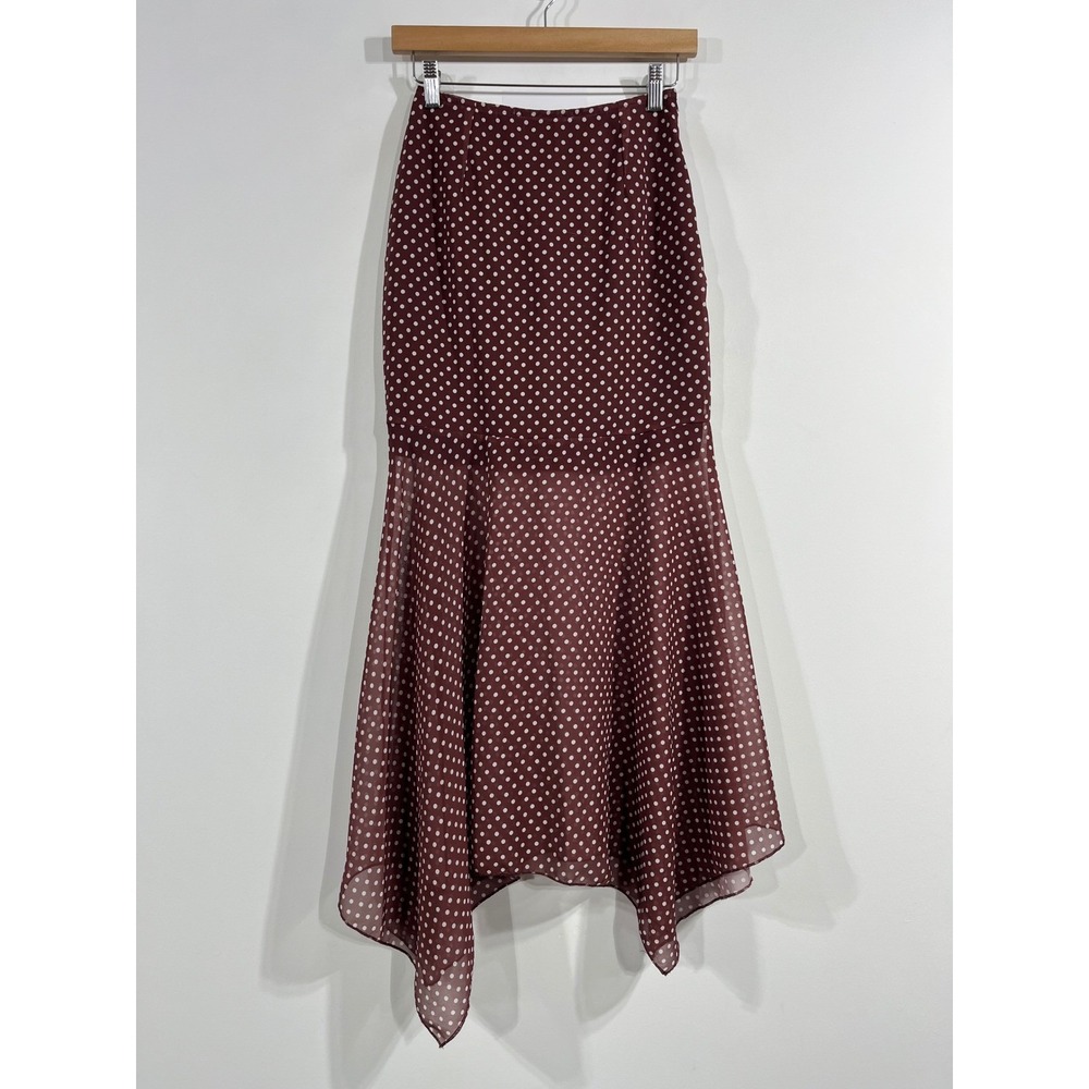 Womens Indie Fairy Grunge Polka Dot Y2K Midi Skirt Handkerchief Size XS